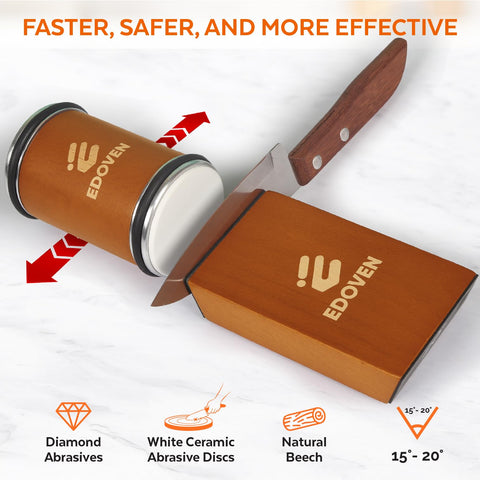 EDOVEN ceramic-disc sharpener with 6000 grit for refined edges