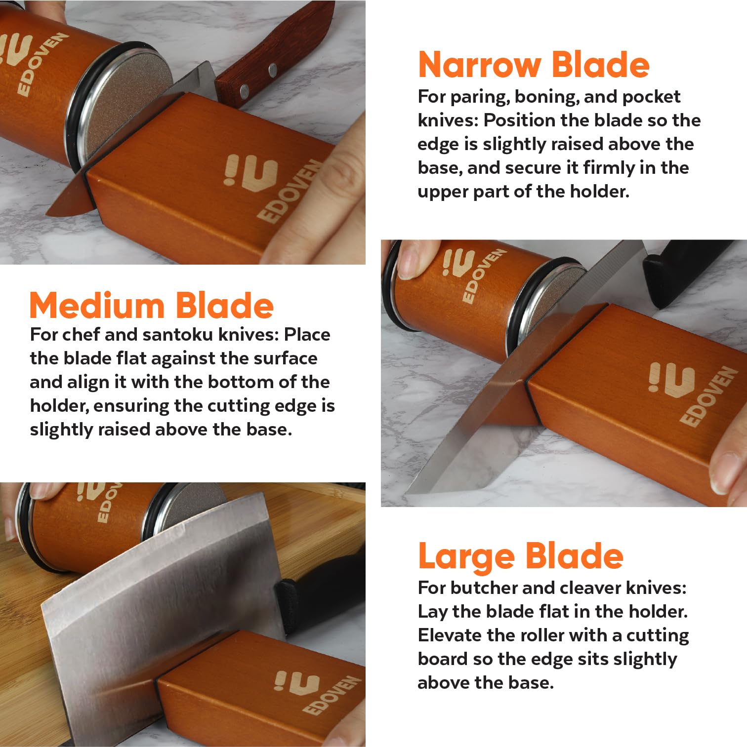 EDOVEN diamond-disc sharpener with 400 grit for restoring dull blades