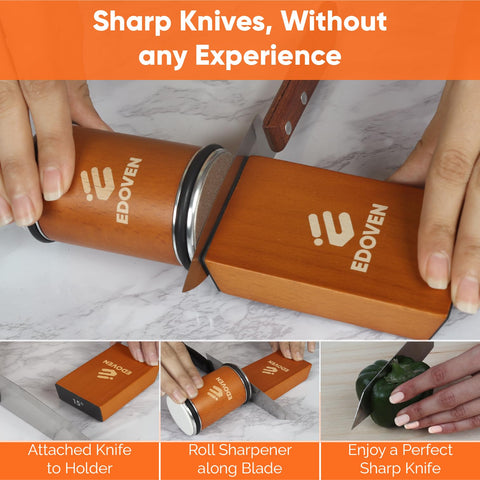 EDOVEN magnetic base keeps knives secure during sharpening