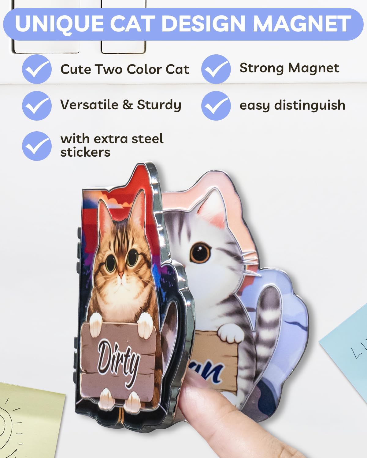 eeauld Kitty Dishwasher Sign multicolor flip close-up adds playful kitchen charm
