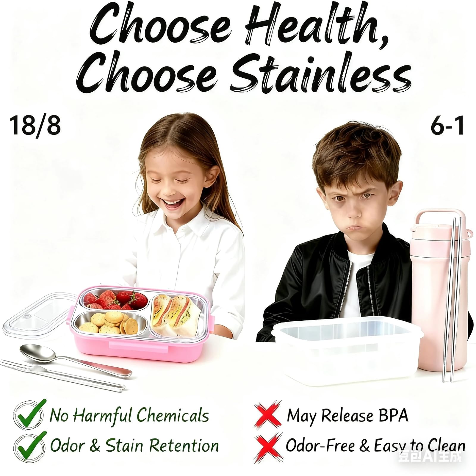 Stainless steel retention keeps hot foods warm and cold items cool.