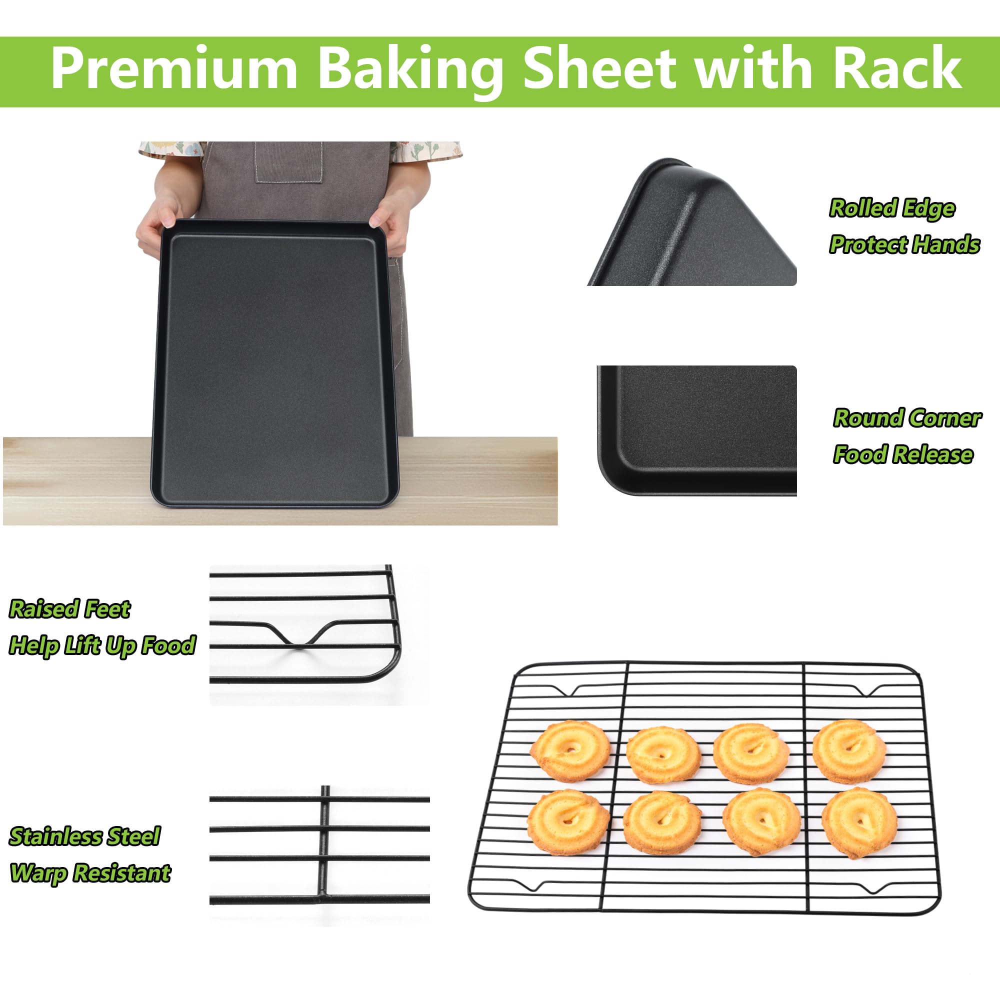 E-far 1-inch rimmed edge prevents spills and keeps oven clean.