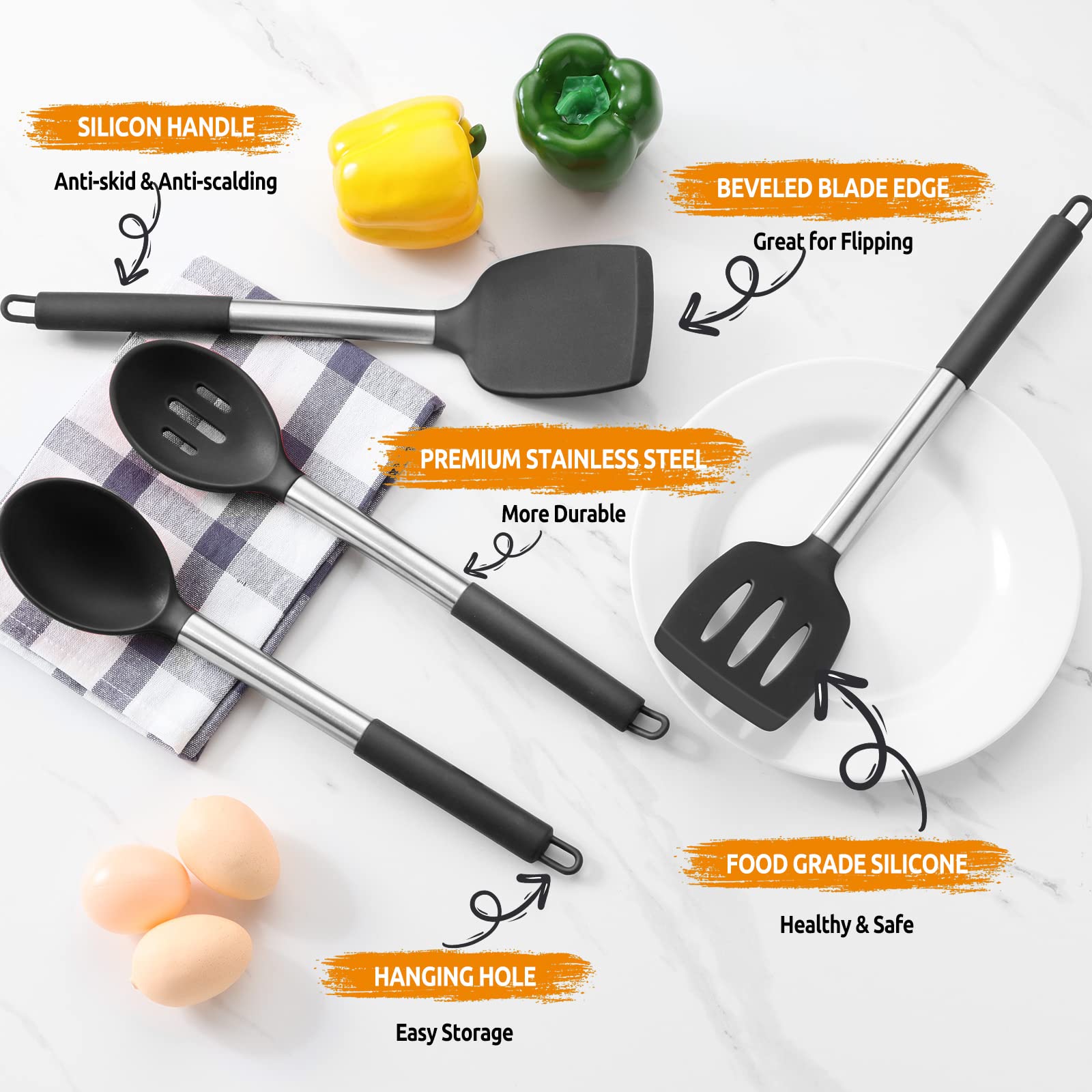 E-far solid turner with heat-resistant silicone for scooping
