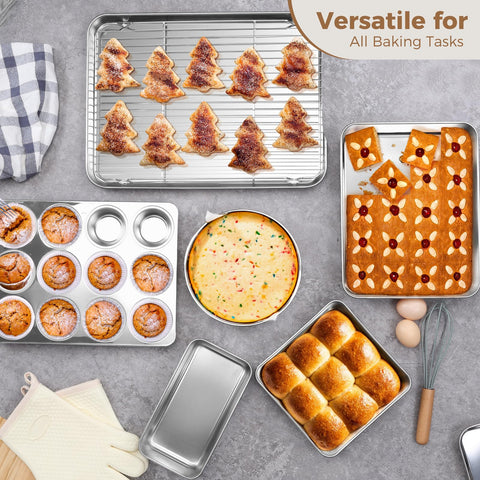 E-far baking sheet delivers durable, even heat distribution.
