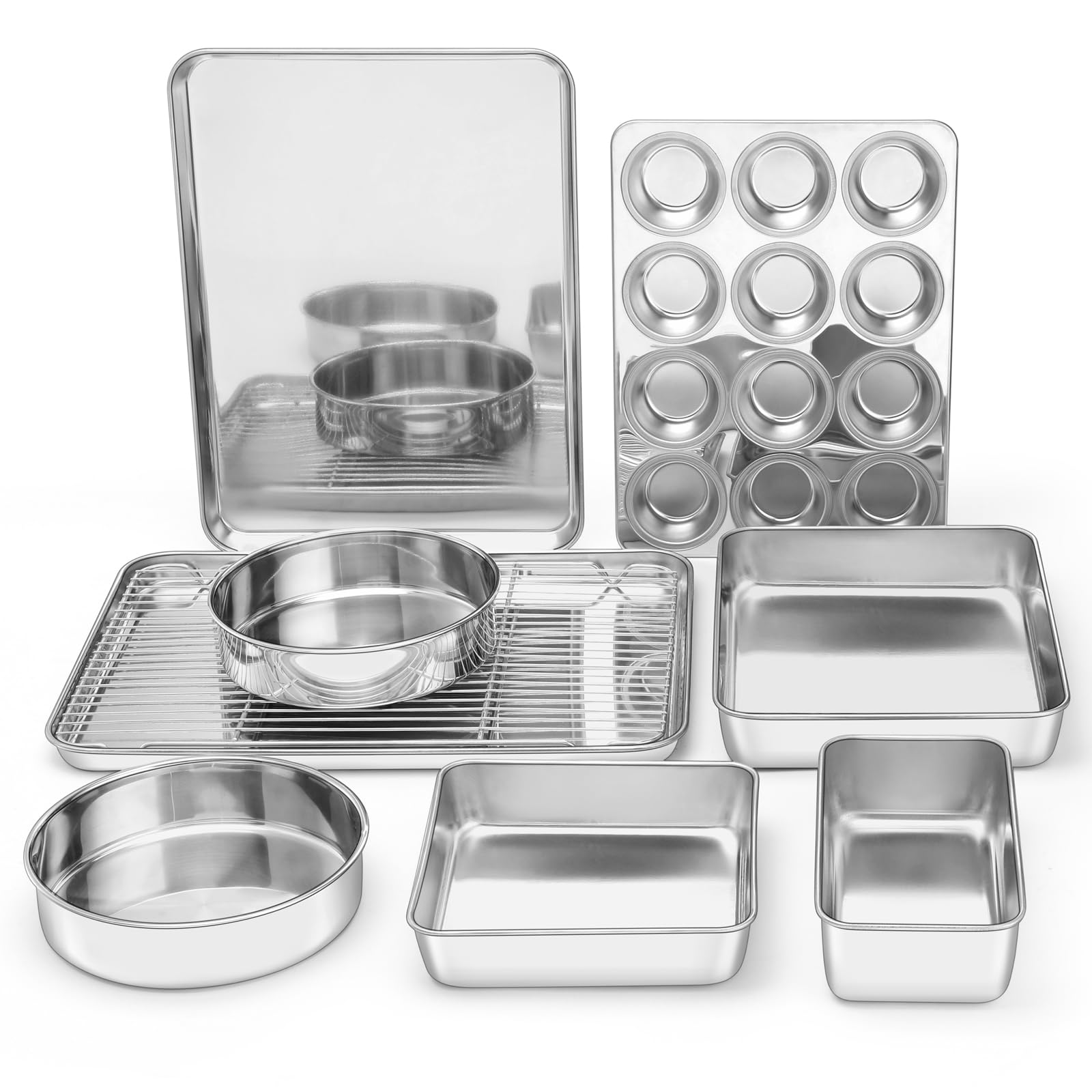 E-far round cake pans provide even browning and easy release.