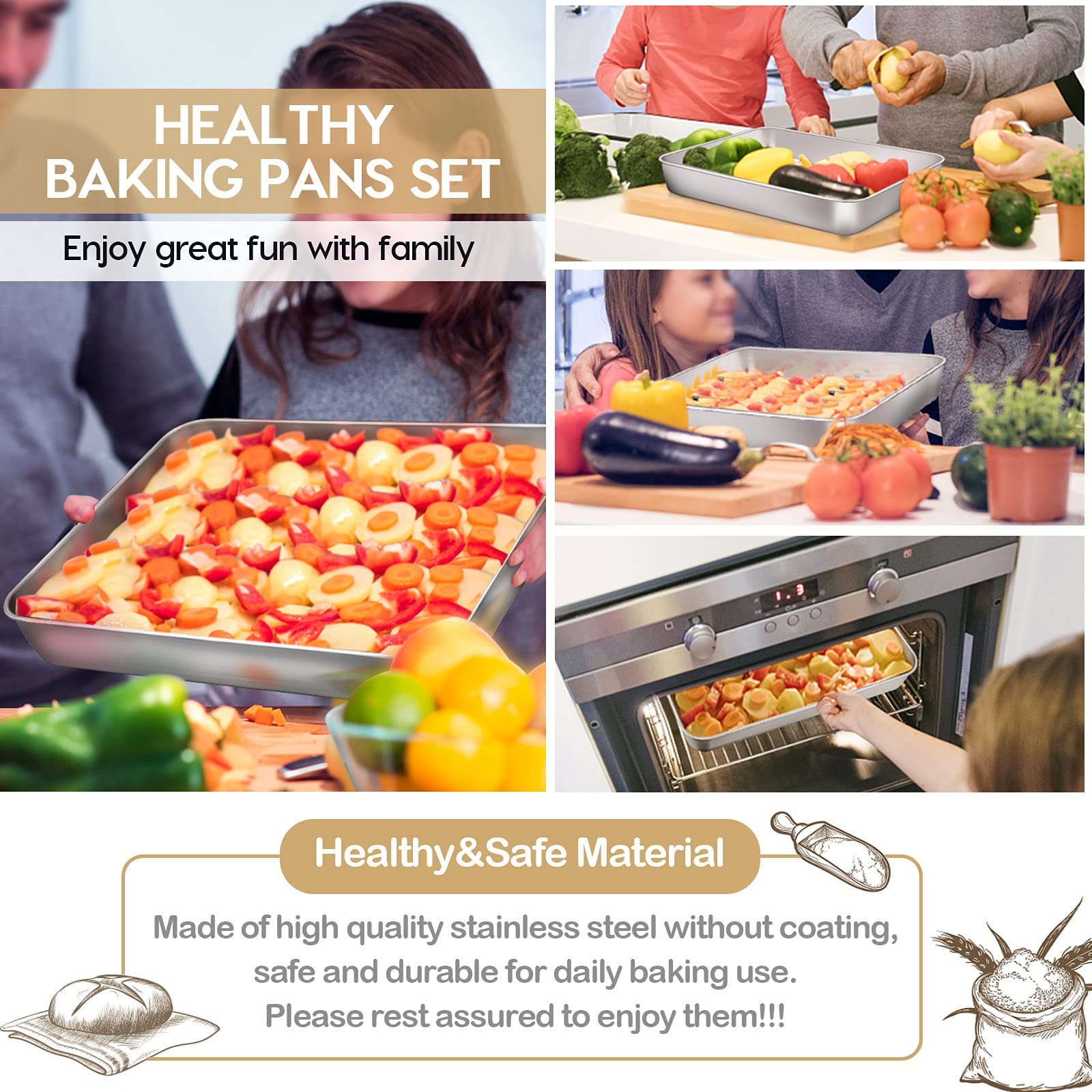 E-far all-purpose bakeware stackable to save space in the fridge or cabinet.