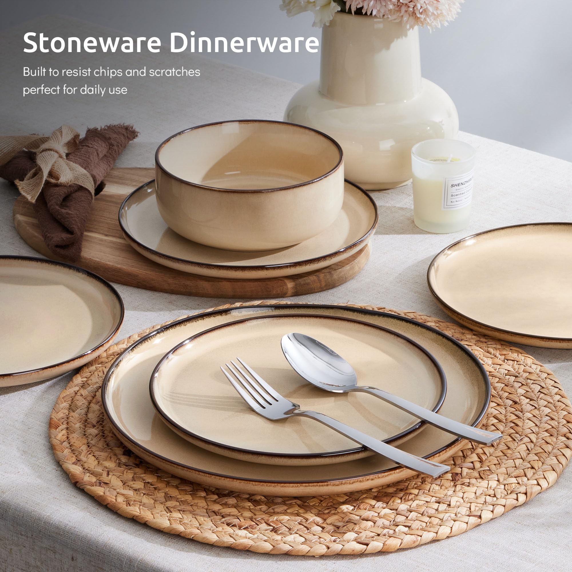 E-far dessert plates (7.9-inch) highlight reactive glaze depth.