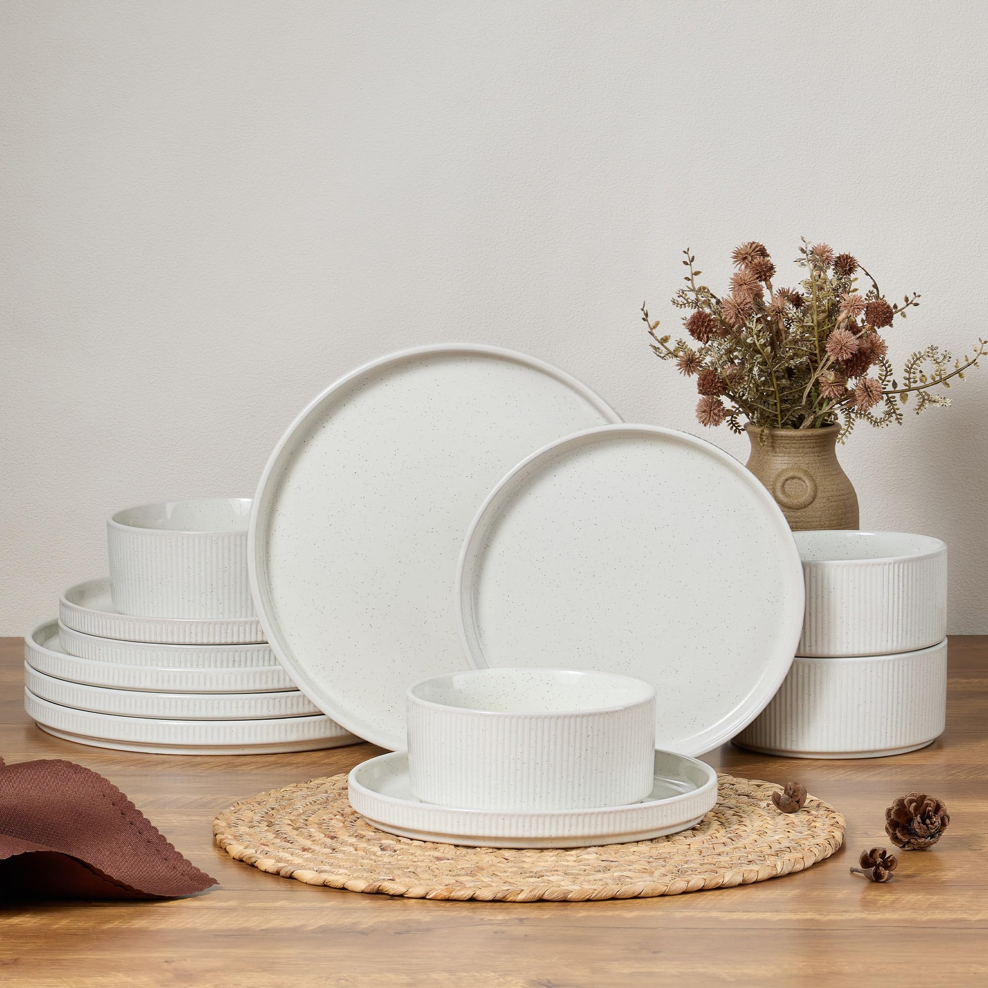 E-far stoneware finish feels solid and resists everyday wear.