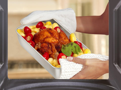 E-far bakeware is dishwasher-safe for easy cleanup after baking