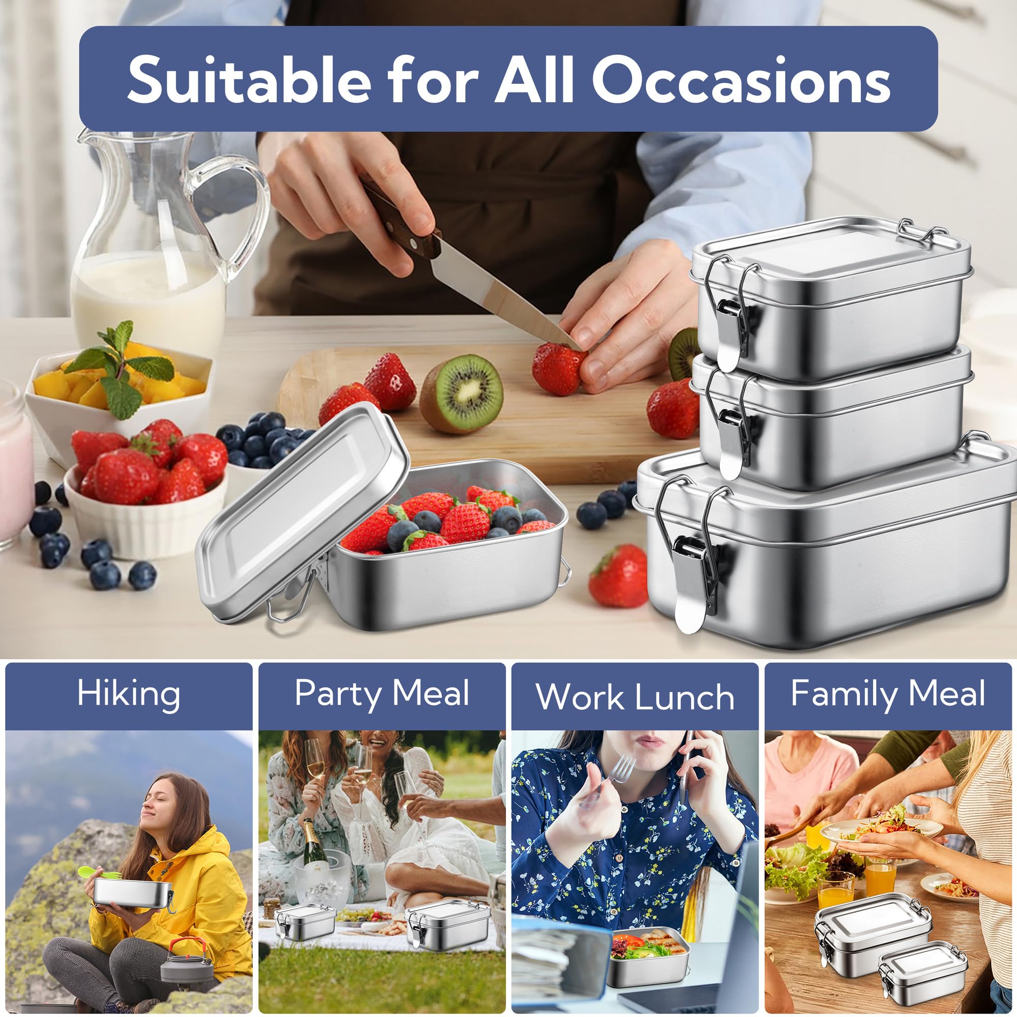 E-far dishwasher-safe lunchbox; remove lid before washing for maintenance.