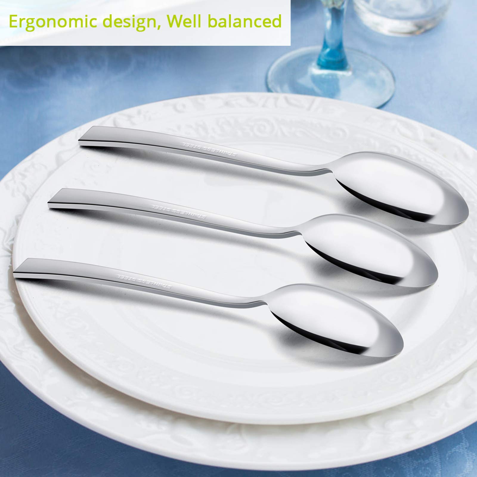Pack of E-far dishwasher-safe spoons for easy cleaning after meals.