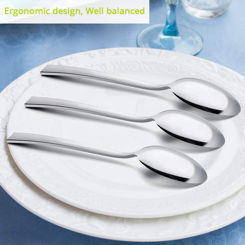 Pack of E-far dishwasher-safe spoons for easy cleaning after meals.