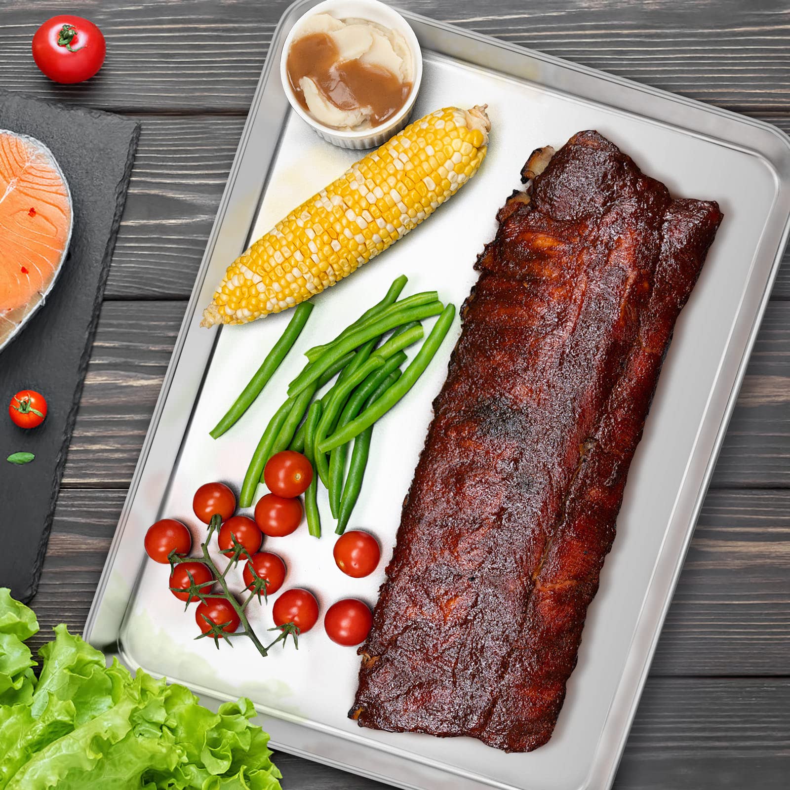 E-far durable wire rack supports stable, even cooking for meats and vegetables.