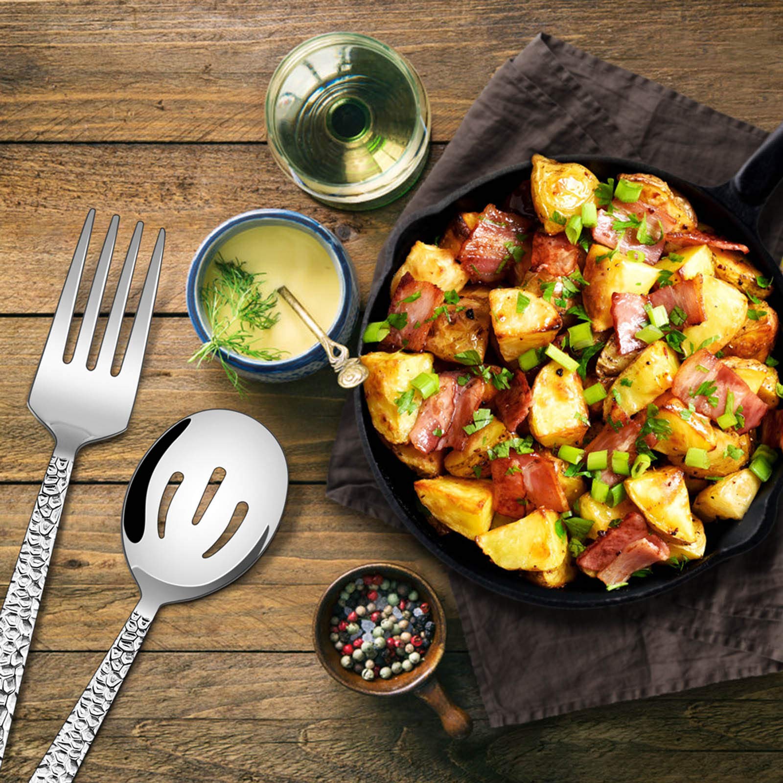 E-far hammered serving utensils pie server for clean slice transfers