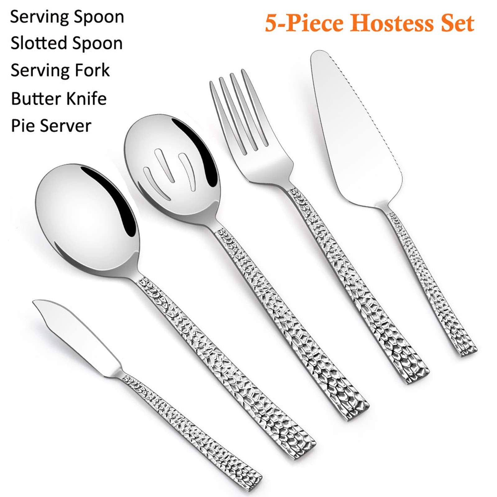 E-far hammered serving utensils serving spoon for versatile servings