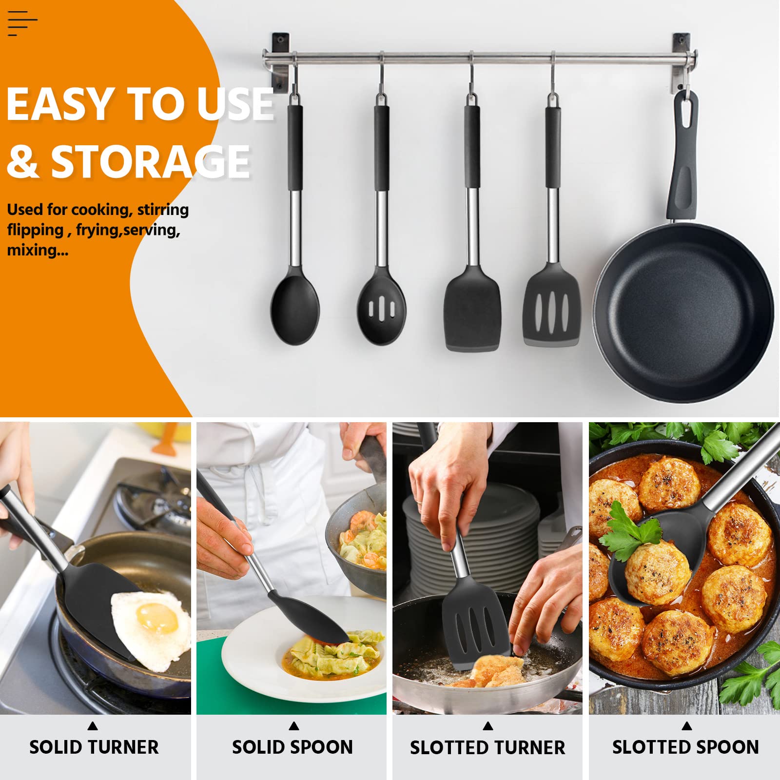 E-far heat-resistant silicone handles withstand high temps up to 446°F