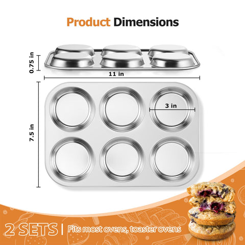 E-far Muffin Top Pan 2-pack provides extra capacity for family batches.