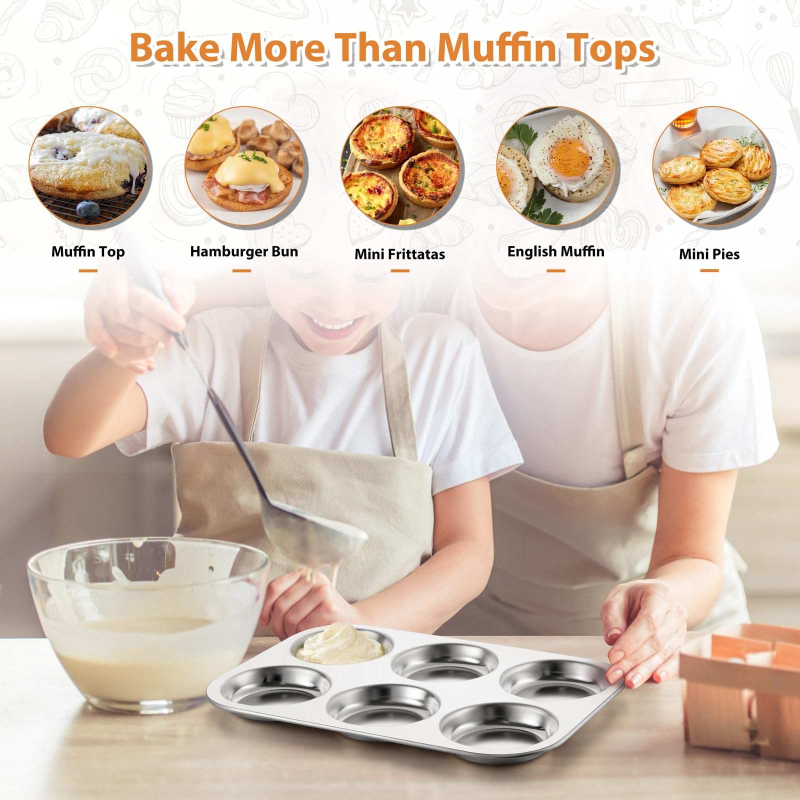 E-far Muffin Top Pan compact, stackable design saves kitchen space.