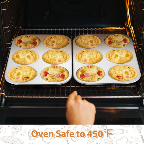 E-far Muffin Top Pan oven-safe up to 450°F for versatile recipes.