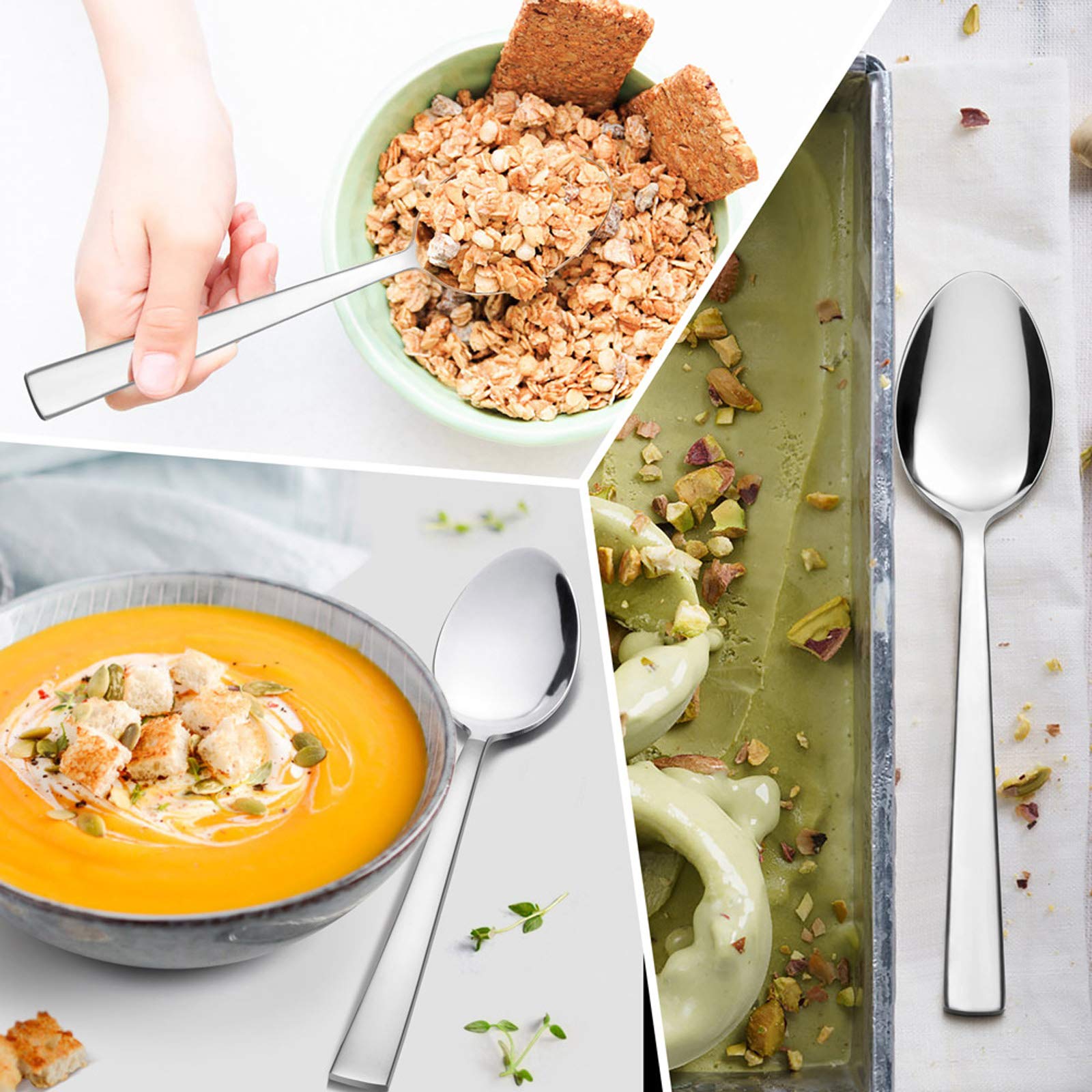 Nickel-free 18/0 stainless steel E-far spoon highlighting safe, rust-resistant material.
