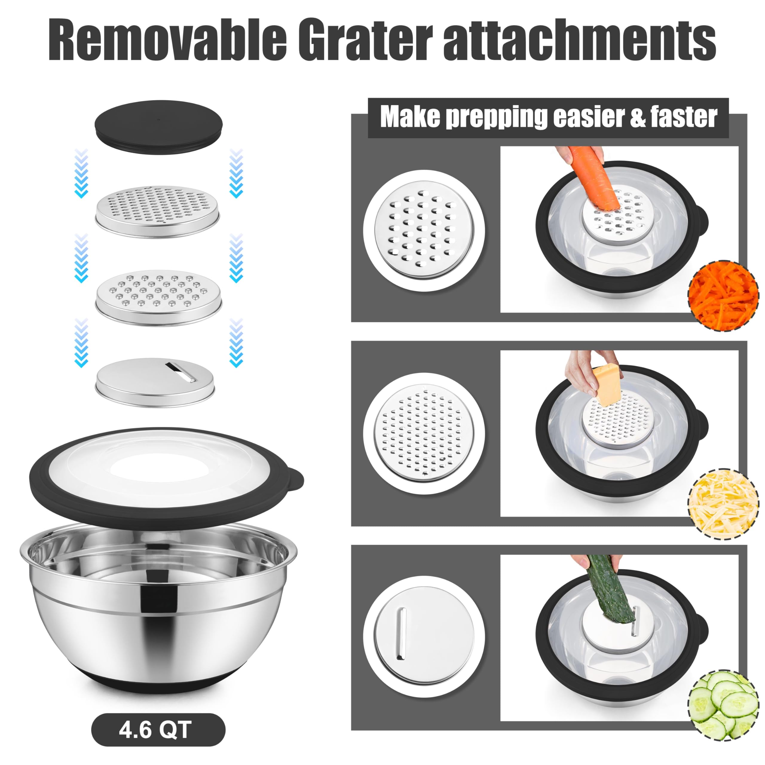 E-far non-slip bottoms and nesting design save counter space