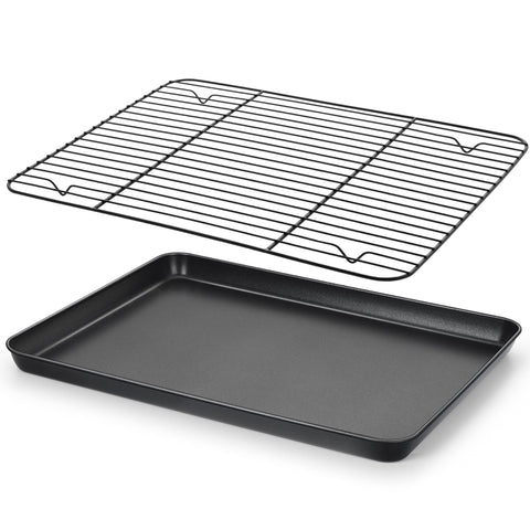 E-far nonstick baking sheet with rack for effortless release and cleanup.