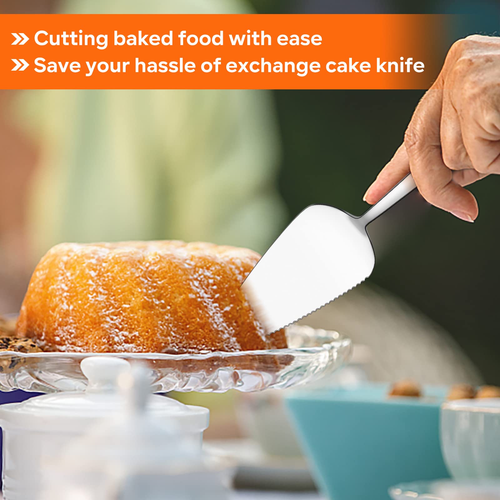 E-far pie server square handle offers comfortable grip during serving