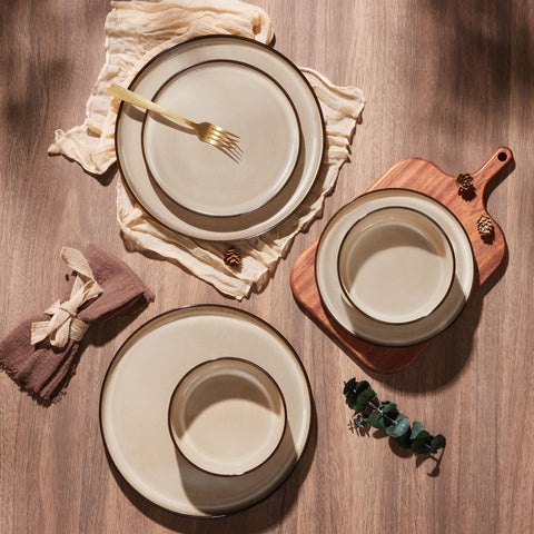 Sandy beige tone enhances kitchen decor with rustic charm.