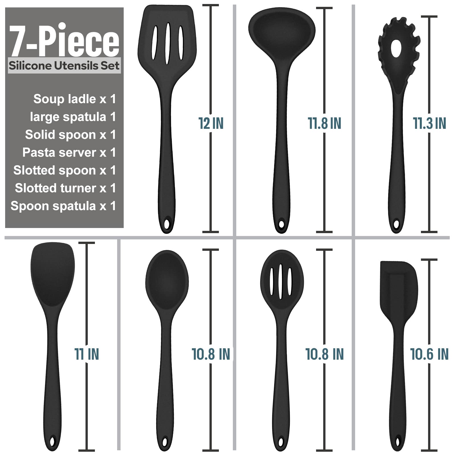 E-far silicone solid spoon durable scoop for sauces and soups.