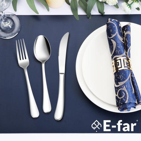 E-far dishwasher-safe silverware ready for easy cleaning