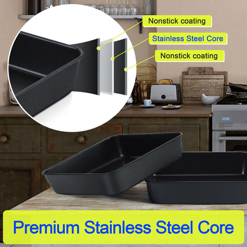 E-far square pan interior shows nonstick coating for easy release.