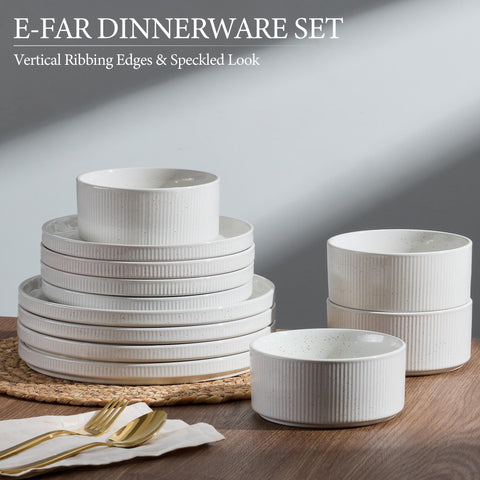 E-far stackable dinnerware saves cabinet space while keeping essentials organized.