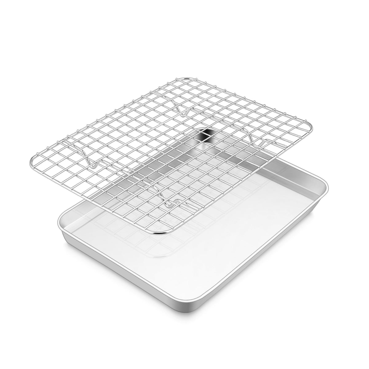 E-far stainless steel baking sheet with wire rack for even baking and easier cleanup.