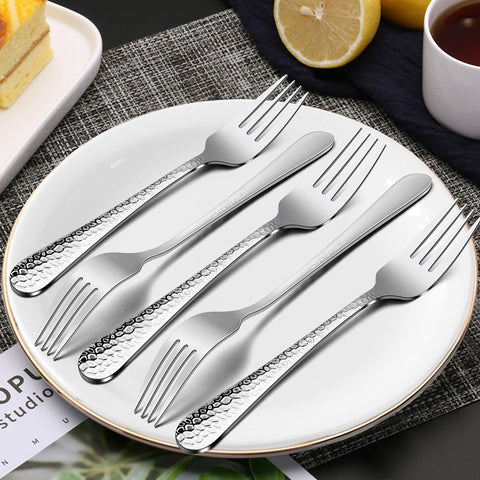 E-far stainless steel dinner forks round edge polished finish for safe, smooth eating
