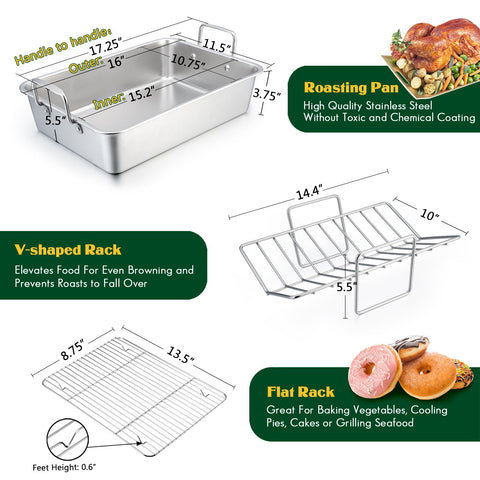 E-far V-shaped rack elevates meat to promote browning and juiciness.