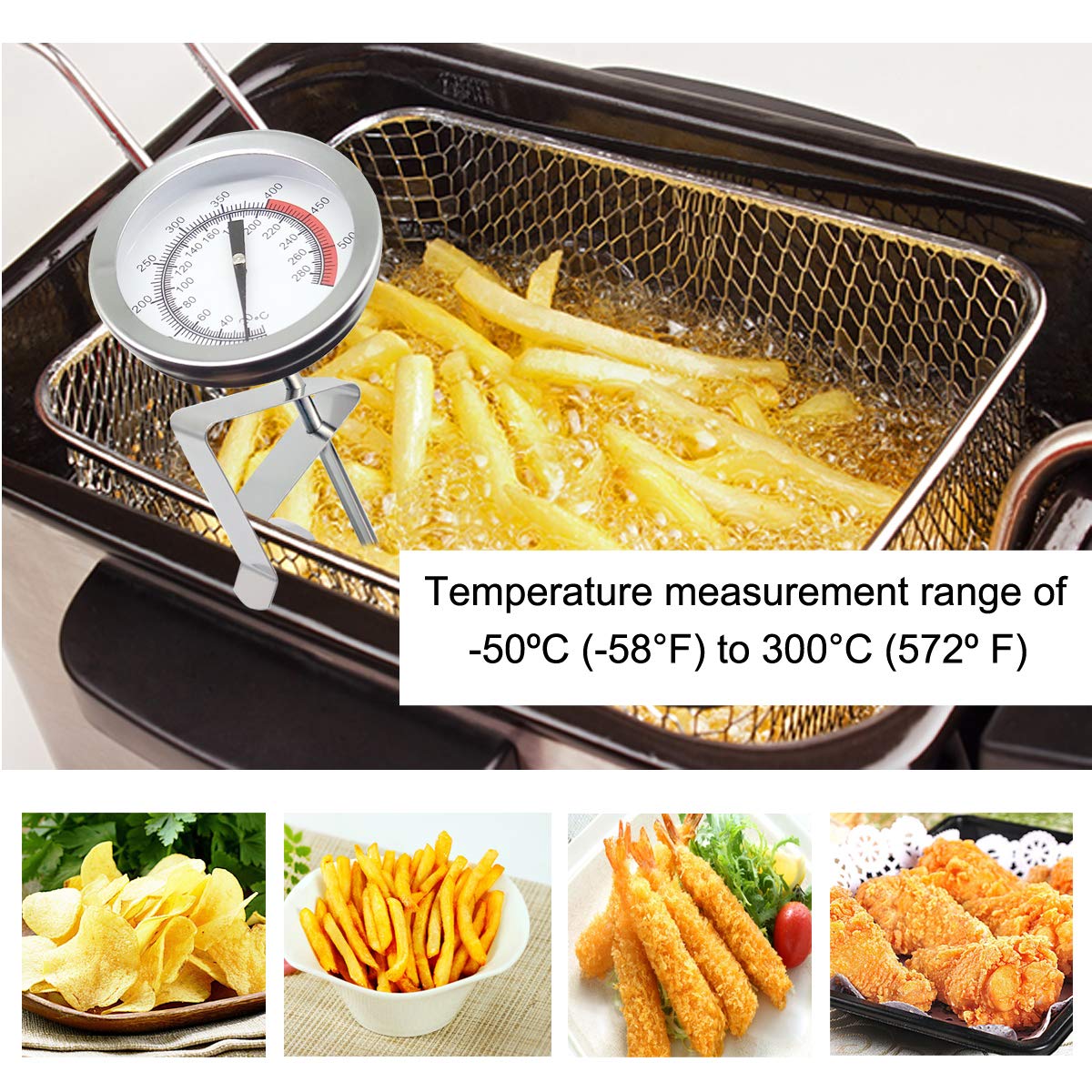 Efeng long-probe thermometer compatible with various turkey frying setups