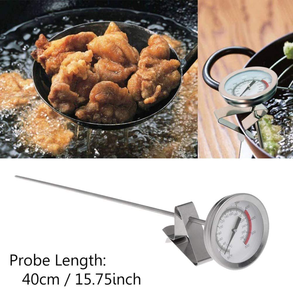 Efeng thermometer clipped to pot aids chocolate tempering precision