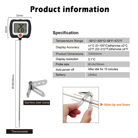 Efengcook oil thermometer suitable for frying in a large pot.