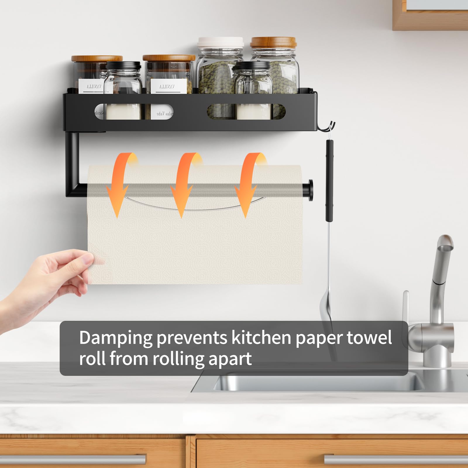 EffiJoy paper towel holder with shelf for convenient storage and access.