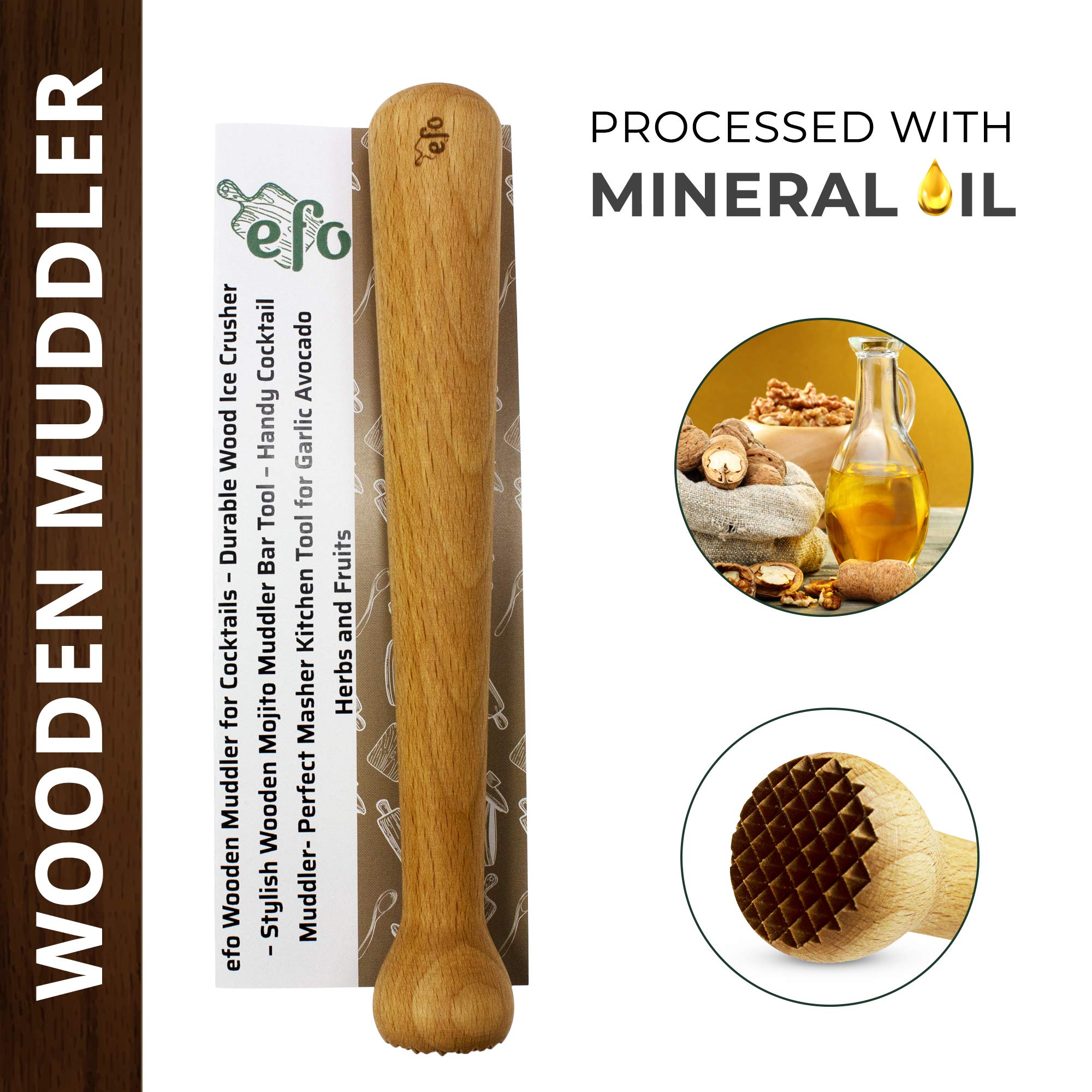 EFO muddler in mojito preparation enhancing aroma.