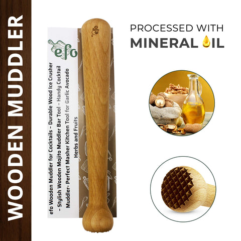 EFO muddler in mojito preparation enhancing aroma.