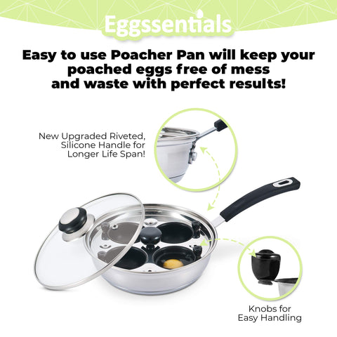 Eggssentials extra poaching cups provide 4 servings at once.
