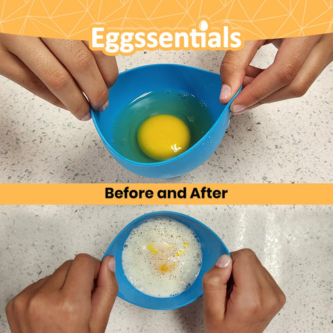 Eggssentials yellow poached egg cups nest neatly for compact storage.