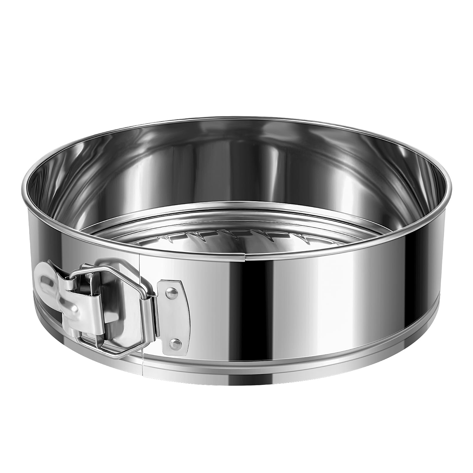 E-Gtong 9 inch springform pan exterior highlights durable stainless steel for lasting baking