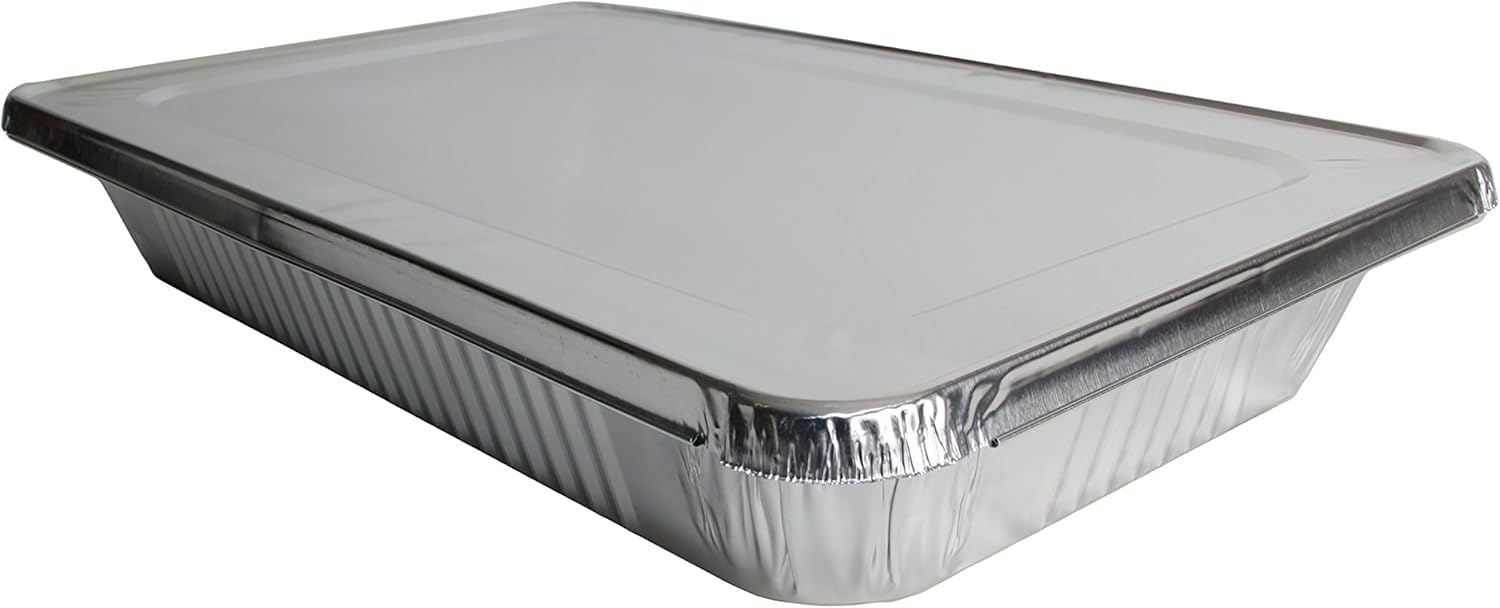 EHOMEA2Z full-size disposable foil pan with lid for easy event cleanup.