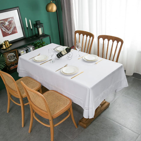 EHouseHome tablecloth wedding setup—elegant white lace for celebrations.