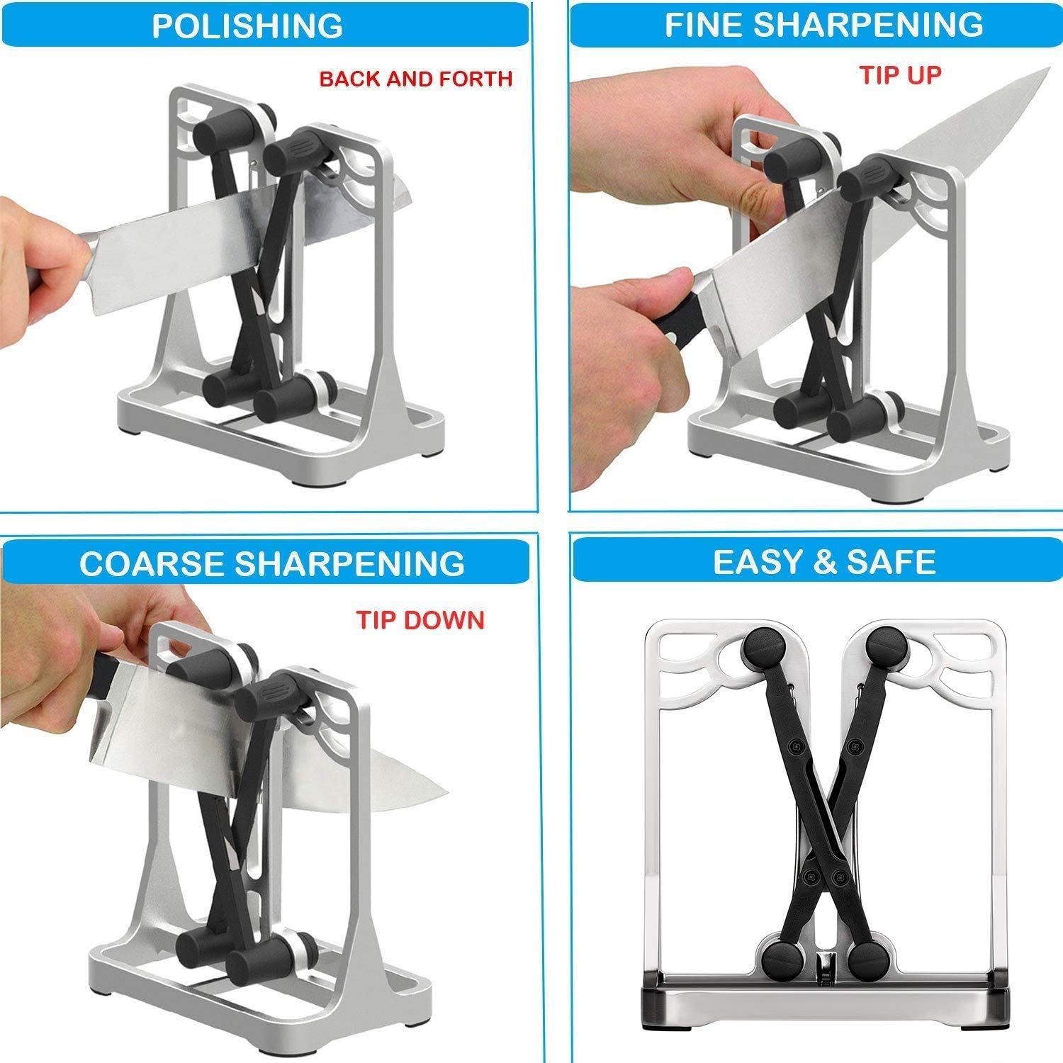 Ehoyal knife sharpener shows 12-20 degree angle adjustment for versatile blades