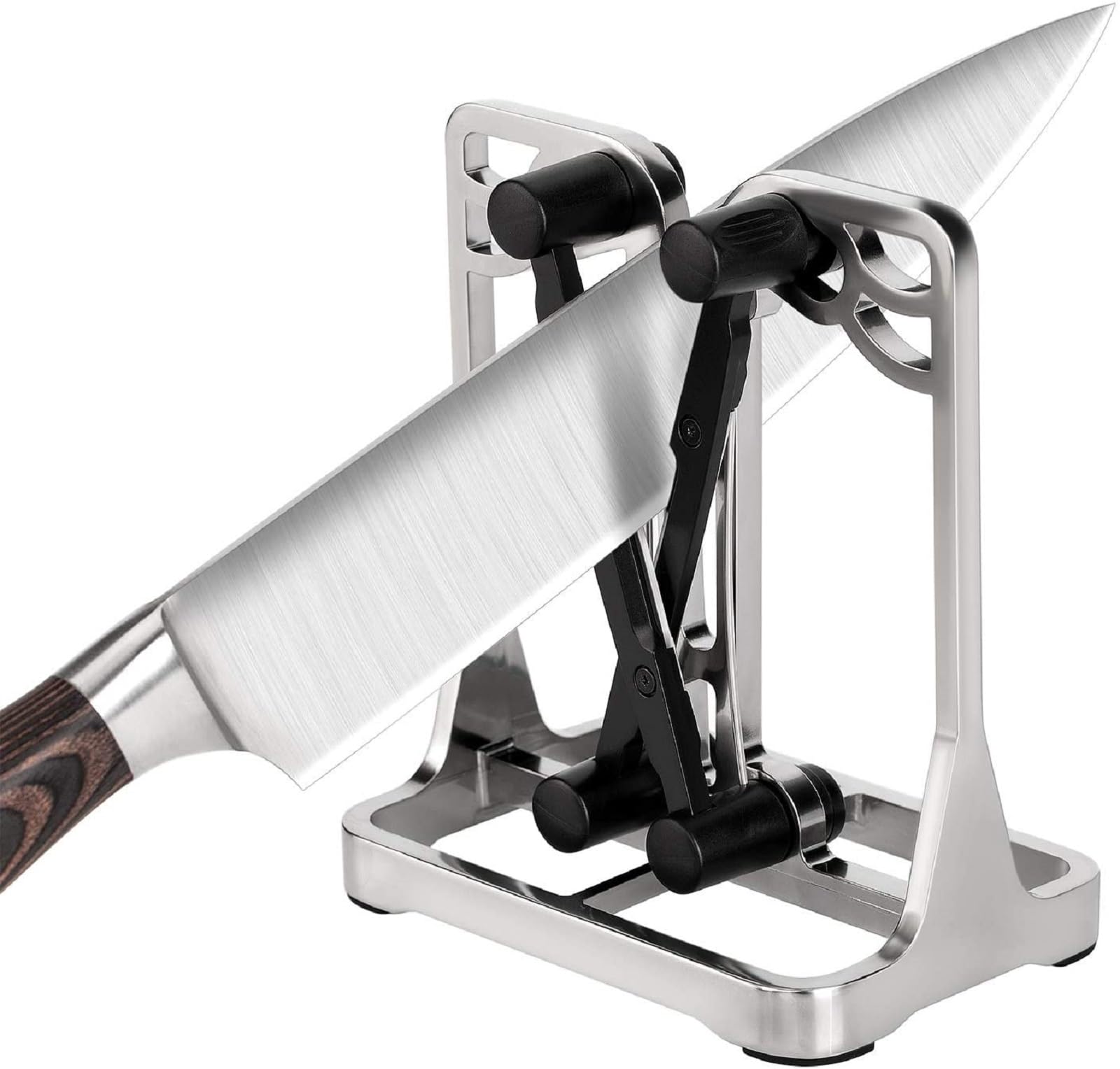 Ehoyal knife sharpener with self-adjusting-arms improves edge care