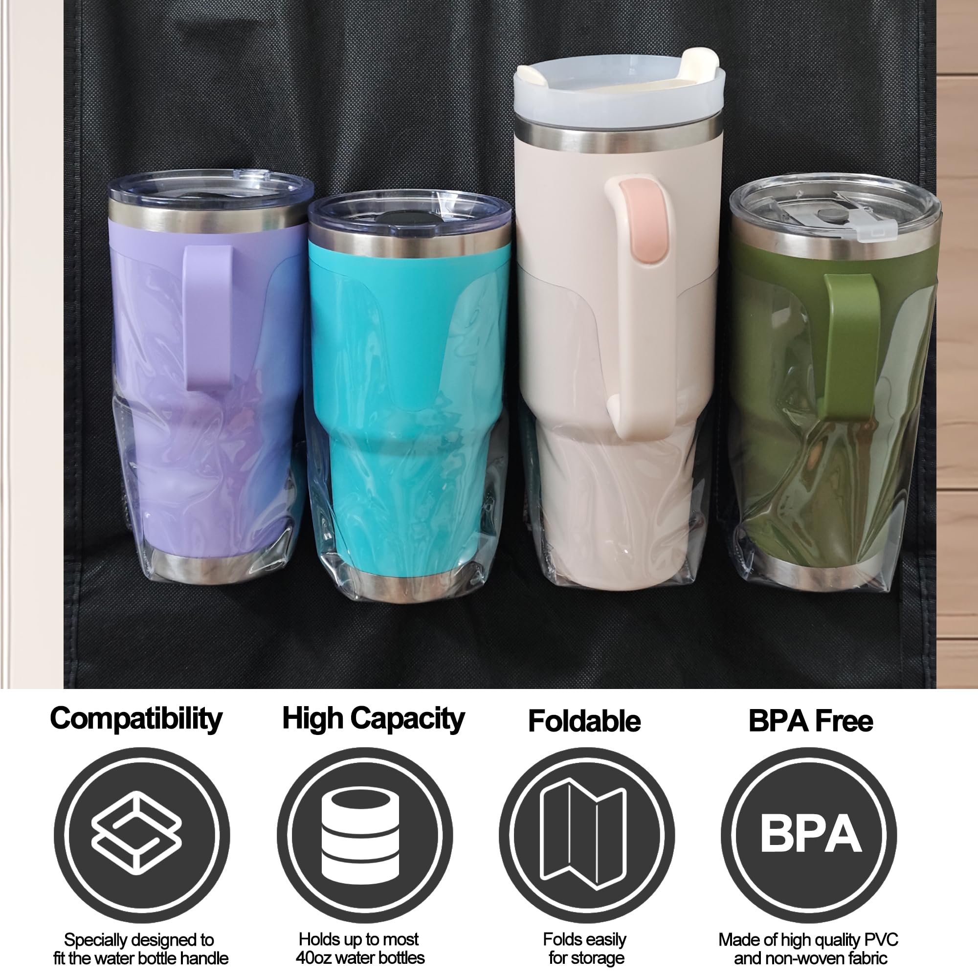 Ehzyaz Stanley 40oz tumbler organizer with easy-access pockets