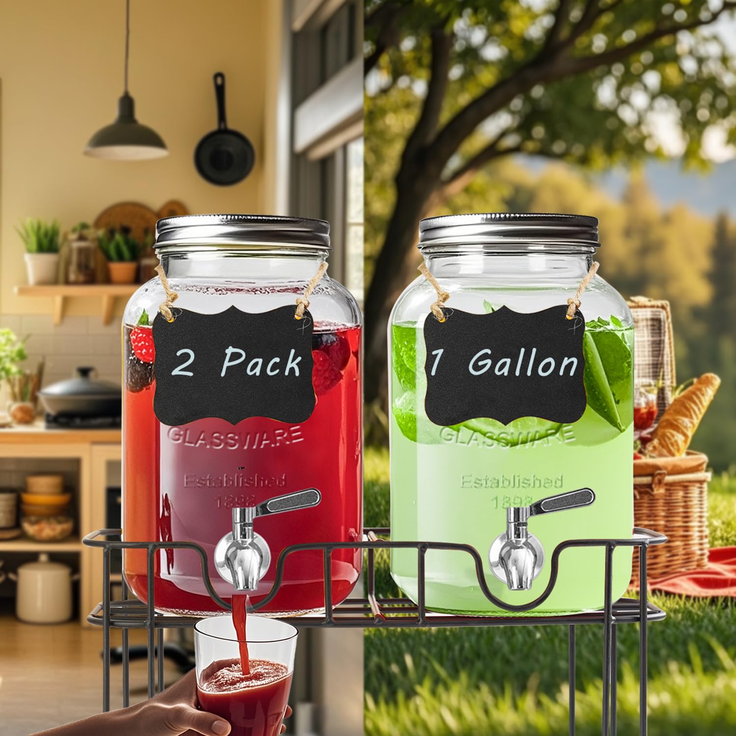 Einfache multi-use dispenser suits juices, cocktails, and more.